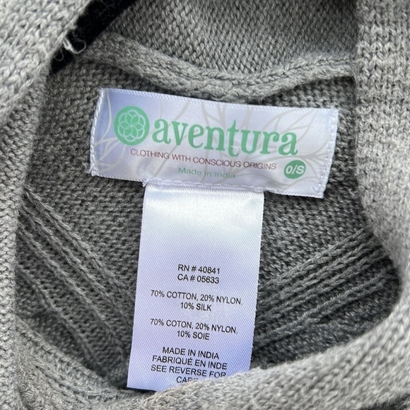 Aventura Grey Cable Knit Samara Silk-Blend Poncho One Size - Picture 4 of 10